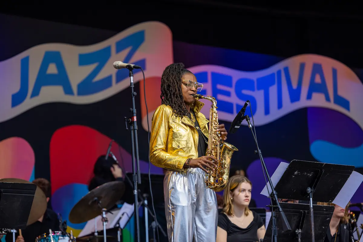 Saxophonist Lakecia Benjamin plays at the Monterey Jazz Festival