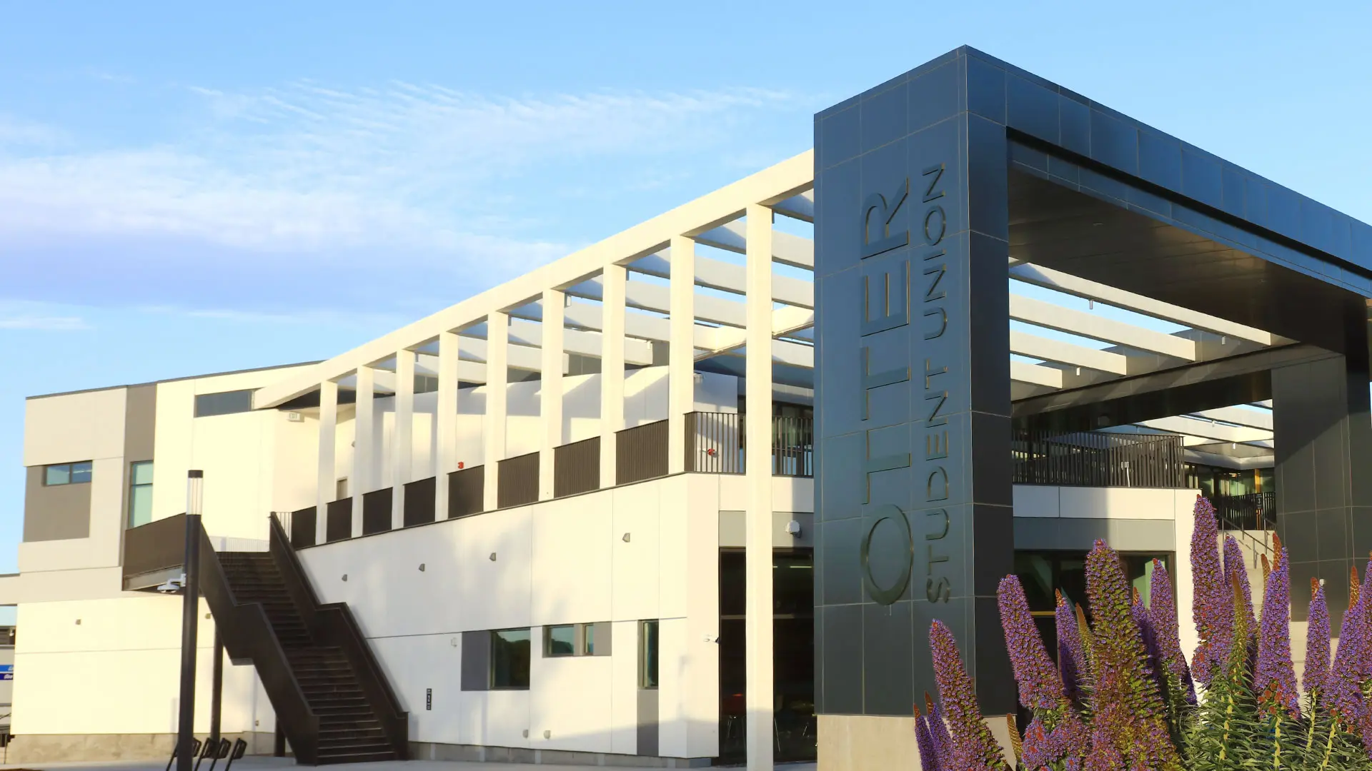 Photo: OSU building with purple flowers