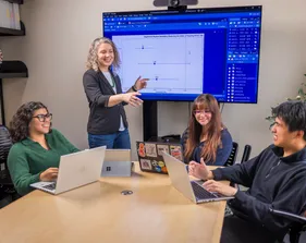 Judith Canner giving a presentation to statistics students