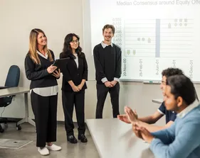 Accounting students giving an in-class presentation