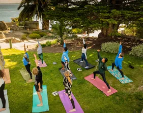 a yoga class outdoors