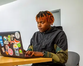 Student studying in the library