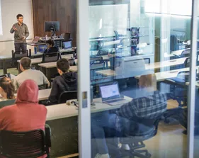 An instructor giving a presentation