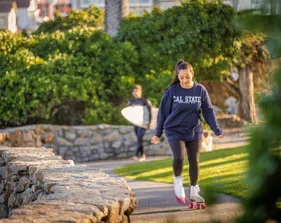 Student rollerskating