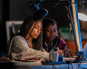 Two students working together