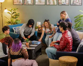 Students playing board games