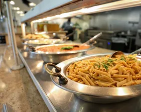 Pasta selection at the dining commons
