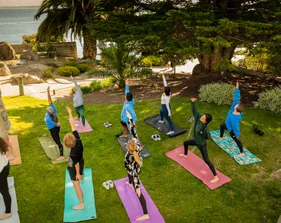 a yoga class outdoors