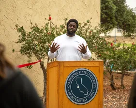 Person giving a speech