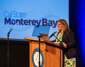 President speaking at a podium