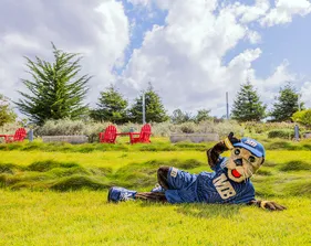 Monte Rey laying on the lawn