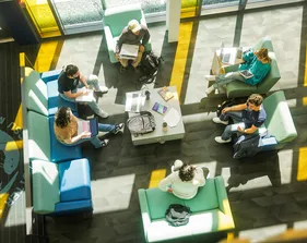 Students sitting in the OSU loungw