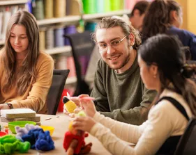 CSUMB students creating crafts in the makerspace