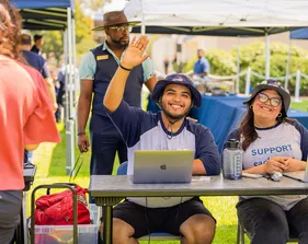 Campus Cookout with students