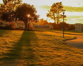 Campus picture at sunset