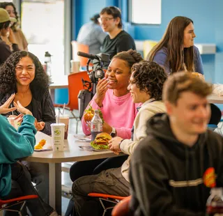 Students having lunch in the dining hall
