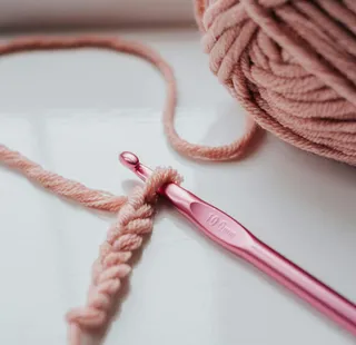 Crochet needle and yarn