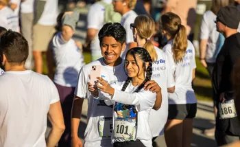Two runners taking a selfie