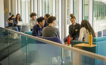 Students gathered in a lounge