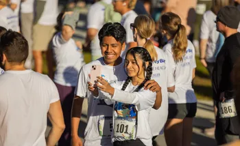 Two runners taking a selfie