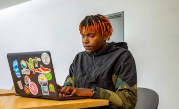 Student studying in the library