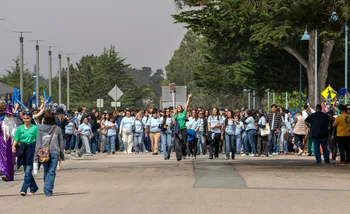 Students walking to convocation