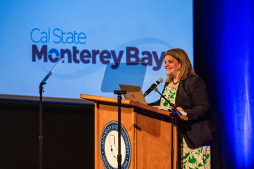 President speaking at a podium