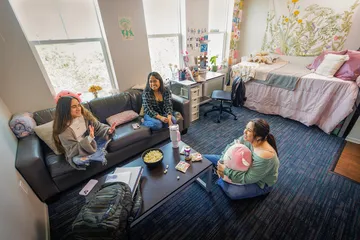 Students in a dorm room