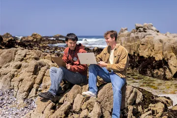 Students from the statistics program on the beach