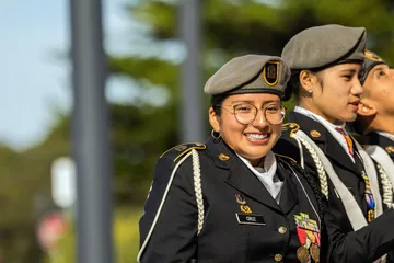 Women student in military uniform