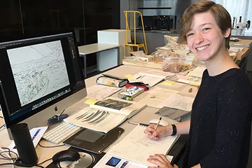 Person working on digital illustrations and sketching