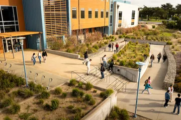 An aerial shot of the Chapman Science building on campus