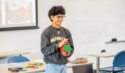 A student giving a presentation