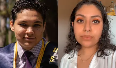 Student workers Gloria Kowall (left) and Sol Rivera