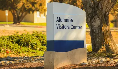 Alumni and Visitor Center signage