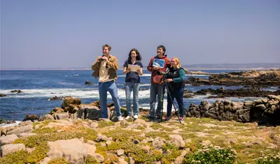 Students from the statistics program on the beach
