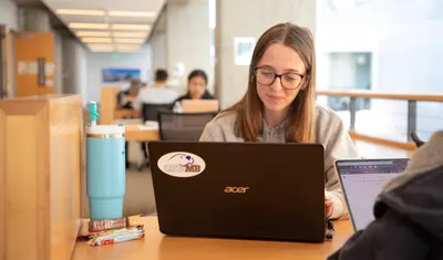 Student working on a computer
