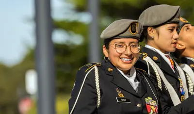 Women student in military uniform
