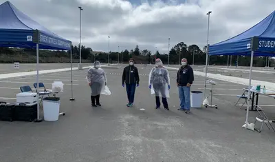 (Left to right) Angelica Landavaso, Nargis Rezai, Bailee Pirot and Raymond Lopez, all RNs in the RN-BSN program.