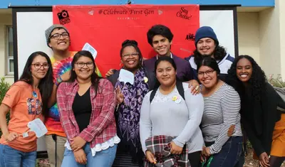 Students at the TRIO Student Support Services photo booth