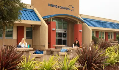 Photo: Students eating outside the Dining Commons