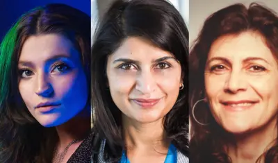 (from left) Shira Eisenberg, Alka Roy, Irina Raicu