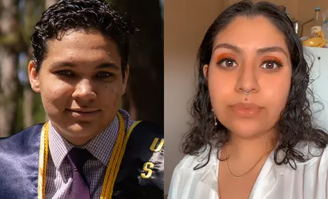Student workers Gloria Kowall (left) and Sol Rivera