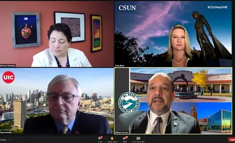 (From top left) Deborah A. Santiago, Erika Beck, William Serrata, Michael Amiridis