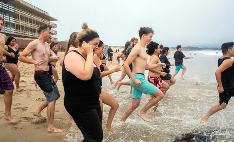 Vanya Quiñones and students at Otter Plunge, Aug. 2023 | Photo by Brent Dundore-Arias