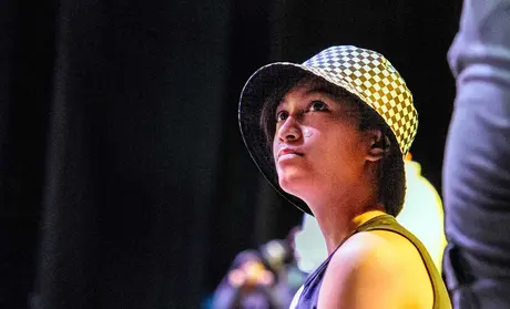 CSUMB student at the Las Memorias Rehearsals