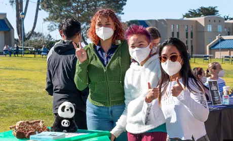 Students masked at the Otter Showcase on campus