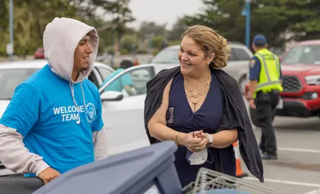Student with President Vanya Quiñones