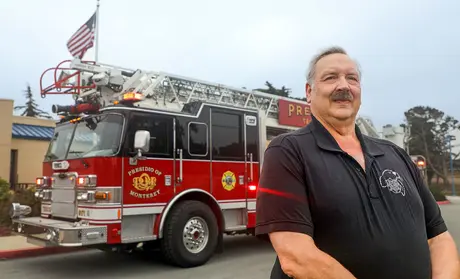 Ken Folsom with his fire truck