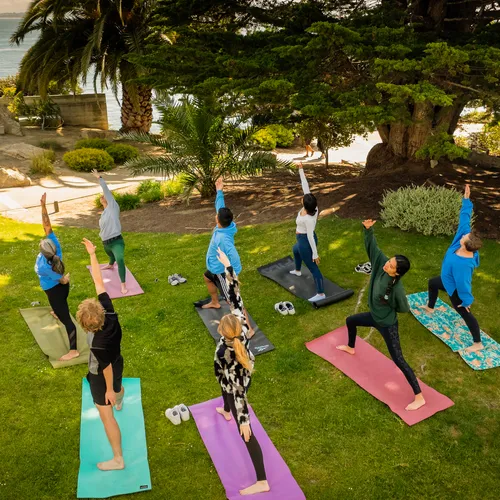 a yoga class outdoors